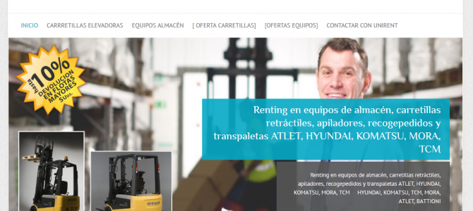 UNIRENT. Inaguración web de servicios de alquiler y renting de carretillas elevadoras y equipos de almacén