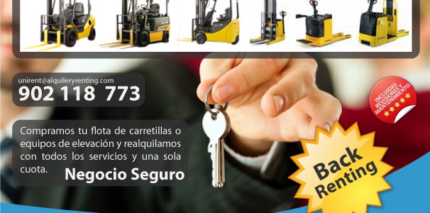 Renting back para flotas de carretillas elevadoras, flotas de carretillas retráctiles, flotas de apiladores y flotas de transpaletas o recogepedidos