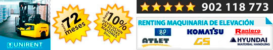 Alquiler y renting de carretillas, apiladores, retráctiles, transpaletas